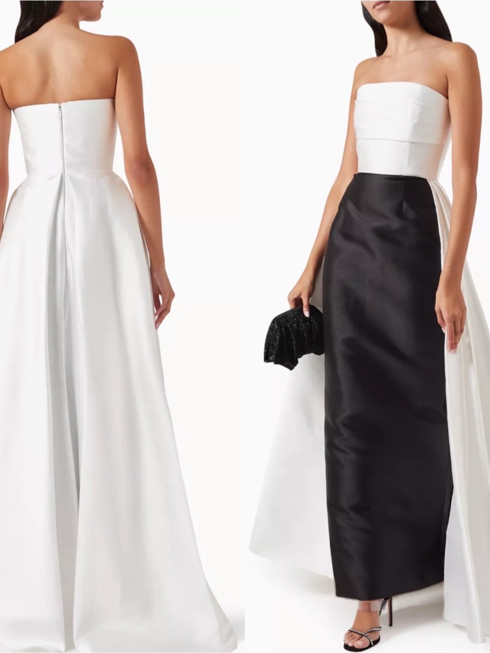 SOLACE LONDON Tiffany Strapless Draped Train Two Tone Maxi Dress Size 8
